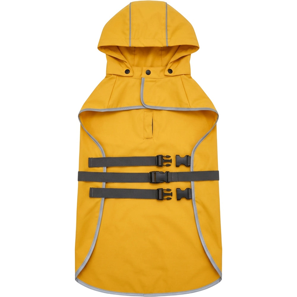 Rdwxg Hooded Pet Raincoat Large Mustard Reflective Trim - Product view