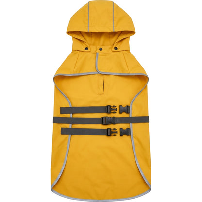 Rdwxg Hooded Pet Raincoat Large Mustard Reflective Trim - Product view