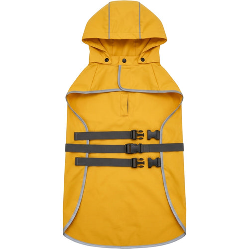 Rdwxg Hooded Pet Raincoat Large Mustard Reflective Trim - Product view