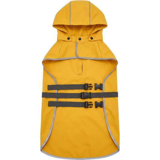 Rdwxg Hooded Pet Raincoat Large Mustard Reflective Trim - Product view