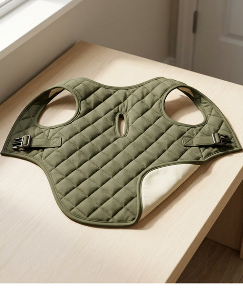 Rdwxg Reversible Quilted Pet Vest Medium Olive Cream - Lifestyle view