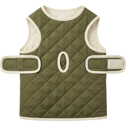 Rdwxg Reversible Quilted Pet Vest Medium Olive Cream - Product view